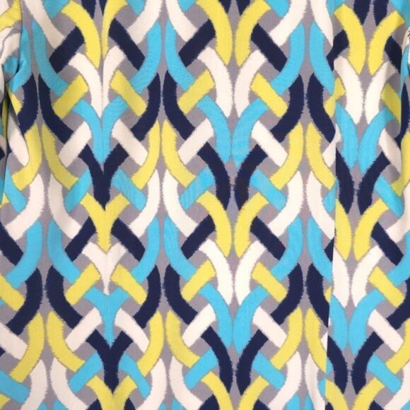 Etcetera Women's Shift Dress Size 8 Geometric Multicolor VNeck Combo 100% SILK - Picture 10 of 12